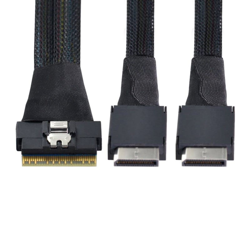 Chenyang 1.64FT SlimSAS to Oculink Cable,SFF-8654 8i 1 to 2 SFF-8611 4i Cable for Servers, Switches, Routers, Hard Drive - Image 1